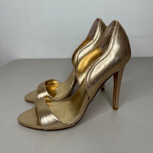 bebe Gold Open Toe D'orsay Pump Size 7 - Picture 7 of 8